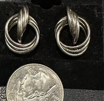 Unusual Modernist  Sterling Silver 925 Earrings Geometric Drops Huggie • $9.99