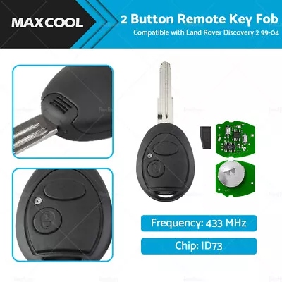 2 Button Remote Key Fob 433MHz ID73 Suitable For Land Rover Discovery 2 99-04 • $33.59