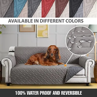 Waterproof Sofa Slip Covers Reversible Quilted Throw Couch Cover Pet Protector • £17.99