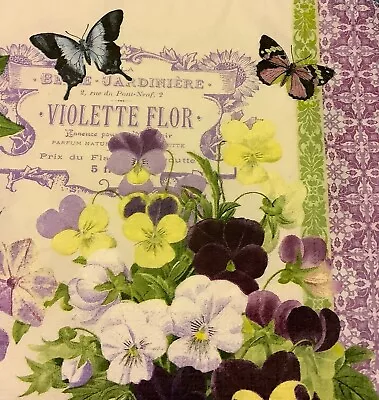 4 Paper Napkins For Decoupage/Parties/Weddings - Vintage Violets • $5.70