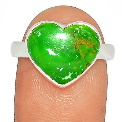 Heart - Composite Kingman Green Mohave Turquoise 925 Silver Ring S.9 CR17421 • $3.25