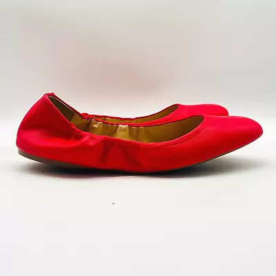 J Crew Ballet Flats Womens 11 Red Cece Leather Casual Slip On Comfort Shoe Italy • $39.99