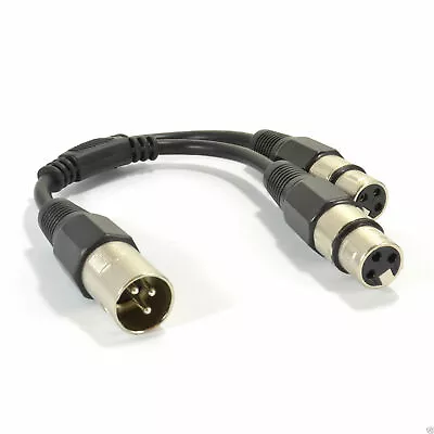 XLR Adaptor Plug To 2x XLR 3 Pin Sockets Splitter/Combiner Audio Cable Lead 25cm • £6.44