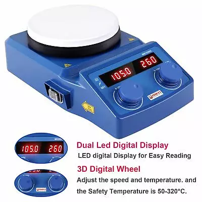 5 Inch Magnetic Stirrer LED Digital With Heating Lab Hotplate Mixer 600W 110V US • $188.99