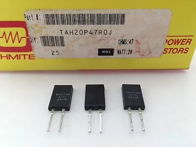 (3 Pcs) TAH20P47R0J Ohmite 20 Watt 47 Ohm 5% High Power Thick Film Resistor • $21.56