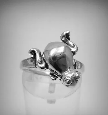 Genuine Sterling Silver Ring Frog Solid Punished 925 Craft • £17.08