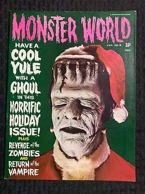 1966 MONSTER WORLD Magazine #6 FVF 7.0 Horrific Holiday Issue Frankenstein Santa • $20.25