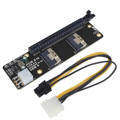 Network Adapter Video SlimSAS To 2Port 6Pin Slot Card 8i Riser PCIe4.0 Card X2 • $36.89