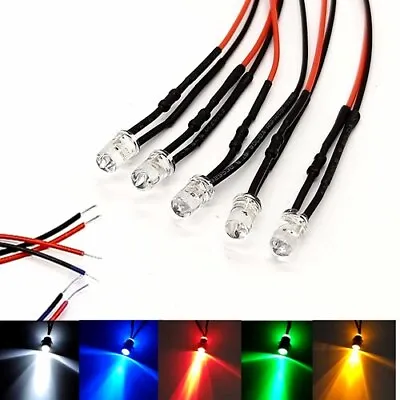 5-Colors Single LED Bulb Indicator Light Attached Pre-Wired Bright 9-12V DC 5mm • $21.95