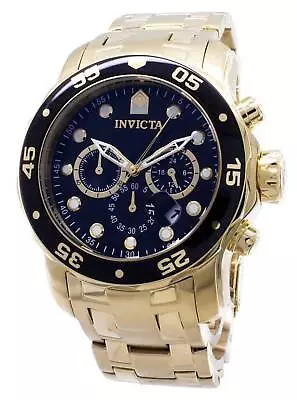Invicta Pro-Diver Chronograph Gold Tone 200M 0072 Men's Watch • £106.43