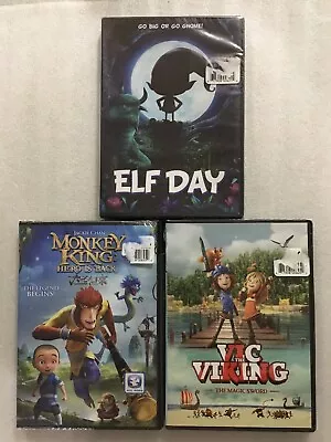 Elf Day / Monkey King / Vic The Viking / 3-DVD Lot NEW SEALED Kids Animated • $11.33