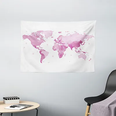 $21.99 • Buy Light Pink Tapestry World Map Continents Print Wall Hanging Decor 60Wx40L Inches