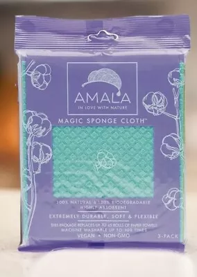 AMALA MAGIC SPONGE CLOTH 3-pack. Replaces Up To 45 Rolls Of Paper Towels. • $10