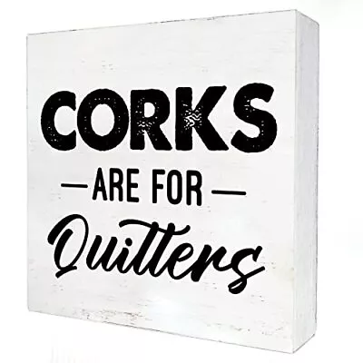 Humorous Kitchen Wooden Box Sign With Saying Desk Decor 5 X 5 Inch Corks Are ... • $23.78