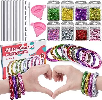 Friendship DIY Bracelet Making Kit Glitter Set DIY Craft Girls Kids Xmas Gifts • £8.89