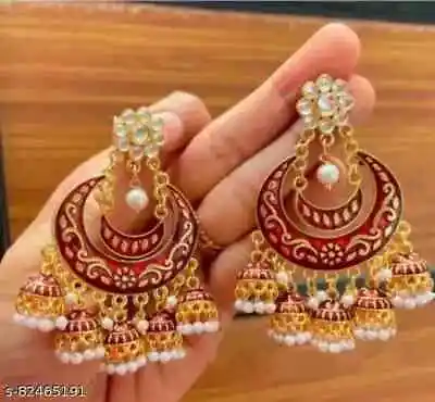 Beautiful Antique Rajwadi Royal Kundan Earrings Jhumka Ramdan Jewlery Set02 • $18.32