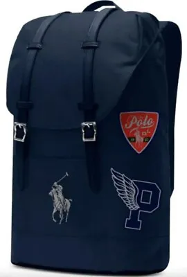 RALPH LAUREN POLO Rucksack Navy Backpack Weekend GYM Travel Bag • £29.89