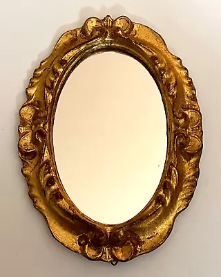 Vtg Handmade Italian Florentia 7.5” Gold Gilt Ornate Frame Collectible Mirror • $68.50