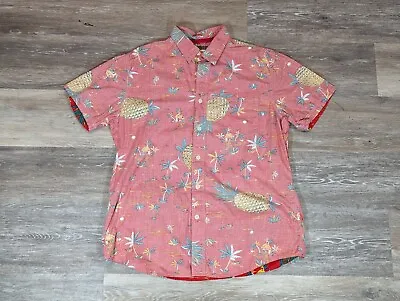 Mossimo Supply Co Shirt Mens Large Pink Pineapple Beach Short Sleeve Cotton • $18.74