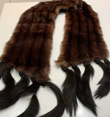 £40 • Buy REAL MINK FUR STOLE /SHAWL /WRAP WITH TAIL TASSELS , VINTAGE 1940s