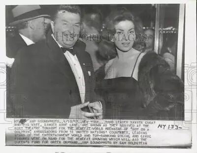 1957 Press Photo Band Leader Xavier Cugat And His Wife Abbe Lane In New York • $19.99