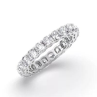 E/VS Lab-Grown Cushion Cut Diamond Full Eternity Ring In 18K White Gold • $1258