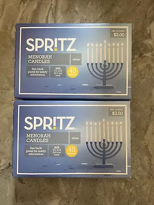 NEW Set 2 Boxes Spritz Menorah Candles Box Of 45 White Hannukah Small 3.5  Long • $8