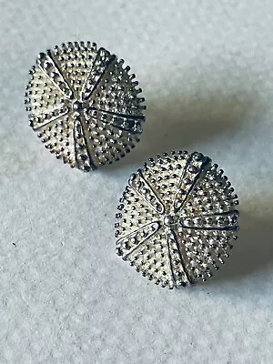 🌱designer Signed TEXTURED STERLING SILVER MODERNIST EARRINGS • $3.25