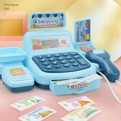 Kids Simulation Toy Cash Register Checkout Till Sound Working Scanner Shopping • £8.93