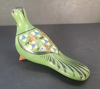 Handpainted Mexican Pottery Tonala Folk Art Dove Bird Figurine Green Vintage  • $12