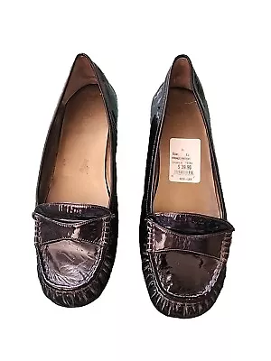 Me Too Shoes Womens 12 M  Flats Moc Toe Loafers Black Patent Leather Slip On • $14.99