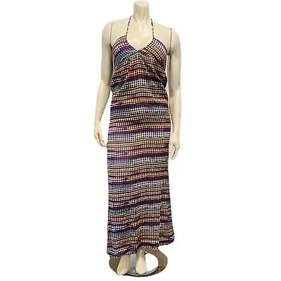 VOLCOM Women's Small Halter Multicolor Tie Back Strap Maxi Dress • $22.68