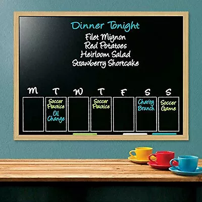 £9.65 • Buy 40X35CM Premium School Blackboard Magnetic Wooden Framed Notice Menu Chalk Board