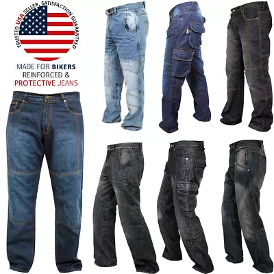 Mens Motorcycle Jeans Aramid Protective Lined Armoured Biker Jeans Riding Pants • $59.99