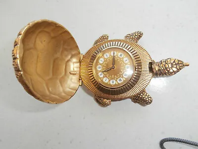 Vintage Swiss Looping Turtle Tortoise 8 Day Alarm Clock - Excellent Condition • $325