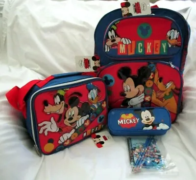 Disney Mickey Mouse&friends 16  Backpacklunchboxpencil Case& Stationary-new! • $89.99