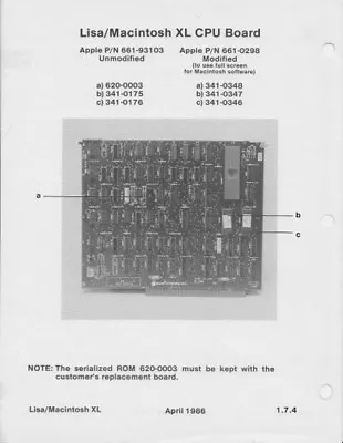 £12.76 • Buy HTF - Apple Lisa Tech Sheet For XL CPU/IO Boards With/without Screen Mod