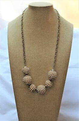 VTG New Retired J. Crew Solid Gold Pave Crystal Ball Necklace • $14.99