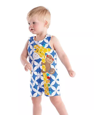 MUD PIE Baby Newborn Safari Giraffe Shortall Romper One Piece 0-6 Months  • $49.99