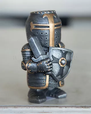 Adorable Medieval Knight In Armor + Sword & Shield Standing Guard 4.5  Statue • $16