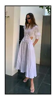 $550 • Buy Scanlan Theodore Shirt Dress White Cotton Cut Out Size 12