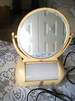 Vintage Lighted Table Top Vanity Mirror-art Deco With Switch And Outlet On Side • $49.95