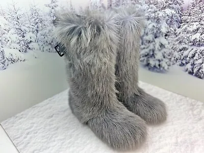 Gray Men Goat Fur Winter BootsViking Snow Boots Big SizesMen Mukluks • $373.80