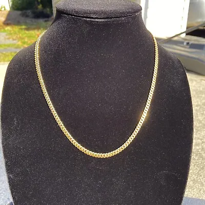 Gold Chain 14k Gold Vermeil Miami Cuban 20in 4mm .925 Italy  • $84.99