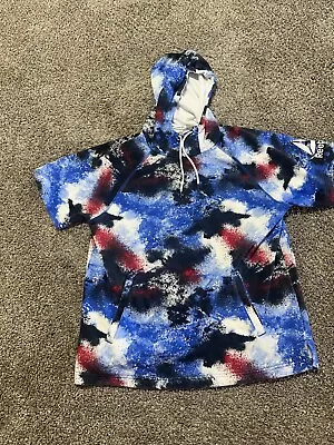 Reebok Short Sleeve Hoodie Red White Blue Pullover Mens Large Flag Tie Dye 8447 • $21.99