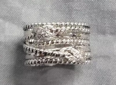 David Yurman Sterling Silver Double X Crossover Ring With Diamonds Size 6.75 • $265