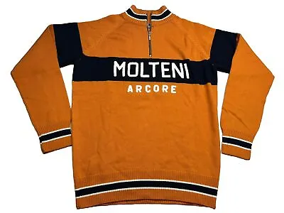WOOLISTIC Men’s M Merino Wool Vtg Style 1/4-Zip Sweater Cycling MOLTENI ARCORE • $199.99