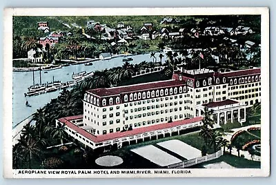 Miami Florida Postcard Aeroplane View Royal Palm Hotel River Lake C1920 Vintage • $14.95