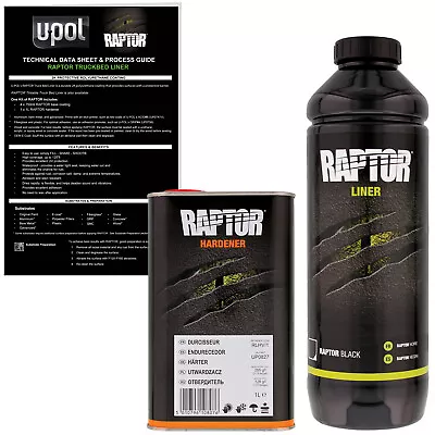 U-POL Raptor Black Urethane Spray-On Truck Bed Liner & Texture Coating 1 Liter • $54.99