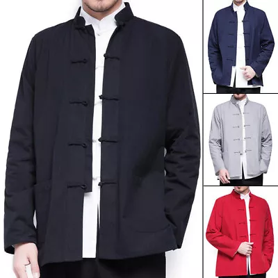 Men Traditional Chinese Tang Suit Coat Jacket Wing Chun Kung Fu Tai Chi Uniform • $23.74